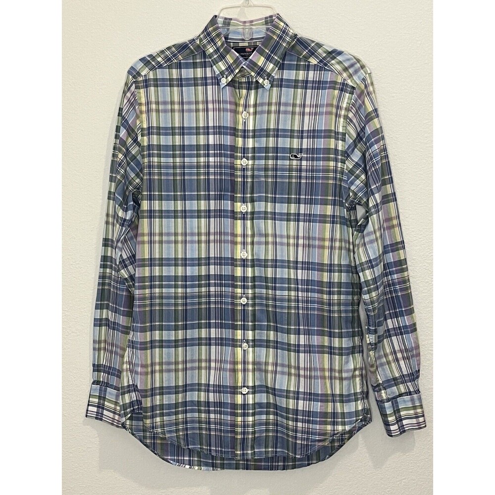 Vineyard Vines Slim Fit Whale Shirt Men's‎ Button Down Purple Multi Plaid  Small